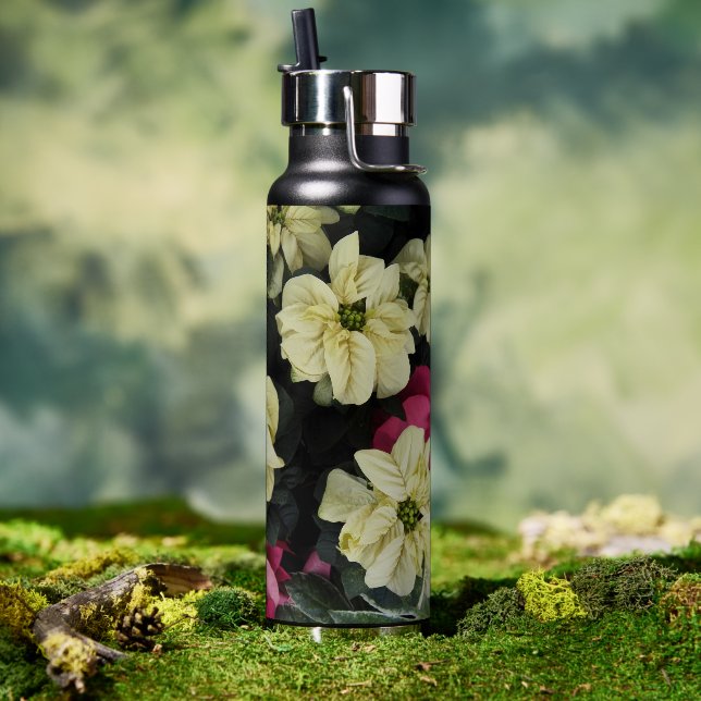 Pretty Poinsettia Plants Floral Water Bottle (Outdoor)
