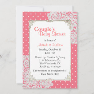 Pretty Polka Dot Couple's Baby Shower Invitation
