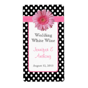 Pretty Polka Dot & Daisy Wedding Wine Labels