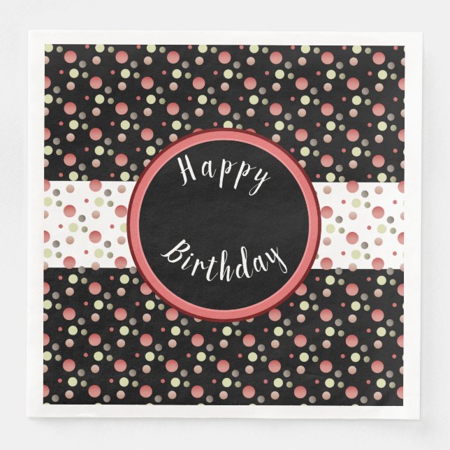 Pretty Polka Dot Happy Birthday Paper Napkins (Front)
