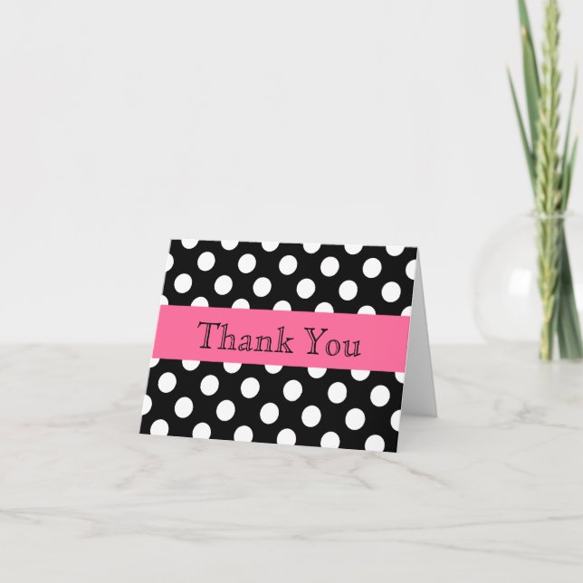 Pretty Polka Dot Thank You Note Card (Front)