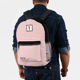 Pretty Polka Dots and Stripes Personalised Printed Backpack