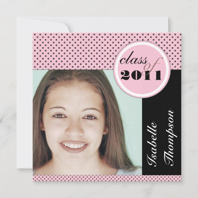 Pretty Polka Dots Modern Graduation Party Invitation (Front)