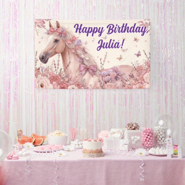 Pretty Ponies and Petals Birthday Banner  (Party)