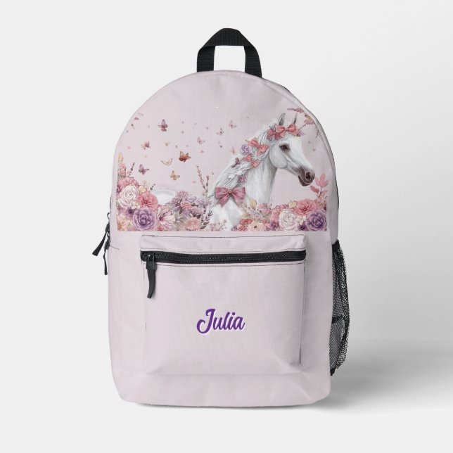 Pretty Ponies and Petals Horse Backpack for Girls (Front)