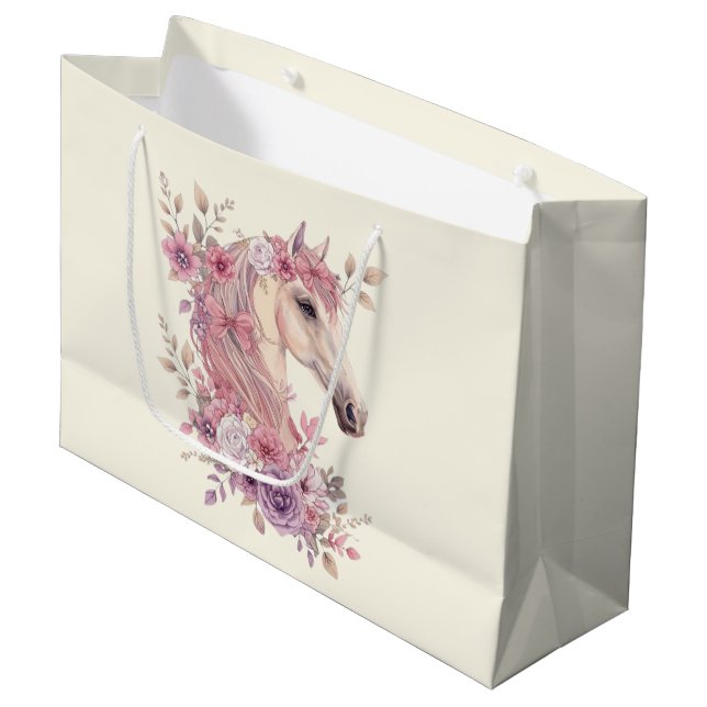 Pretty Ponies and Petals Horse Gift Bag for Girls (Front Angled)