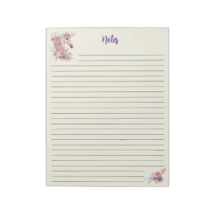 Pretty Ponies and Petals Horse Notepad 