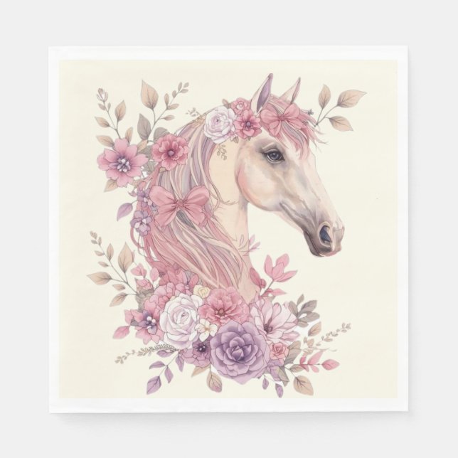 Pretty Ponies and Petals Horse Party Napkin (Front)