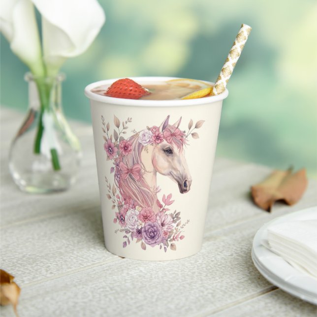 Pretty Ponies and Petals Horse Party Paper Cups (Insitu)