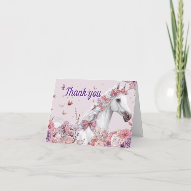 Pretty Ponies and Petals Horse Thank You Cards (Front)