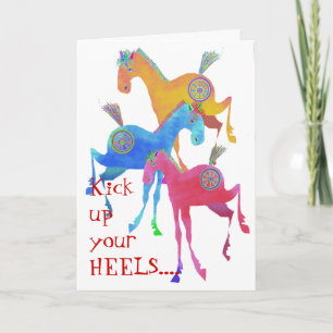 Pretty Ponies Red birthday card