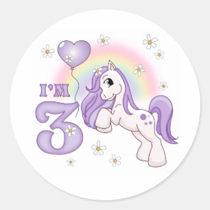 Pretty Pony 3rd Birthday Classic Round Sticker
