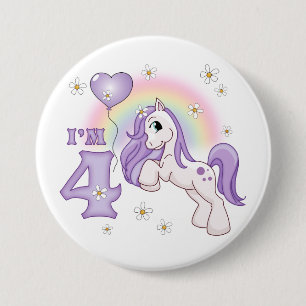Pretty Pony 4th Birthday 7.5 Cm Round Badge