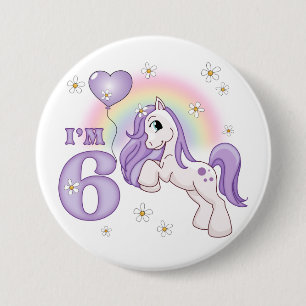Pretty Pony 6th Birthday 7.5 Cm Round Badge