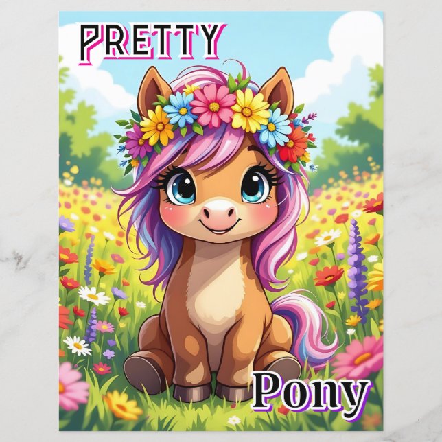 Pretty Pony | Cute Cartoon Kid's Nursery Art (Front)