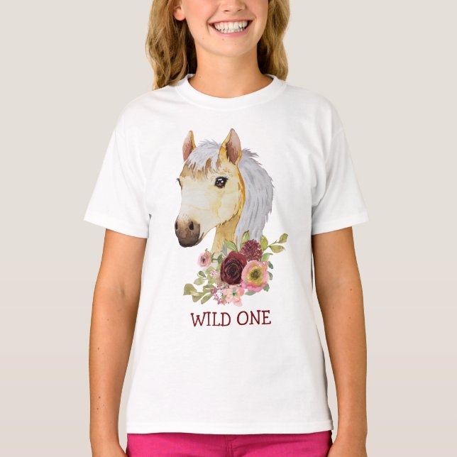 Pretty Pony Floral Wild One T-Shirt (Front)
