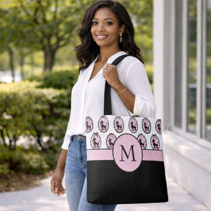 Pretty Poodle Parade Monogram Tote Bag