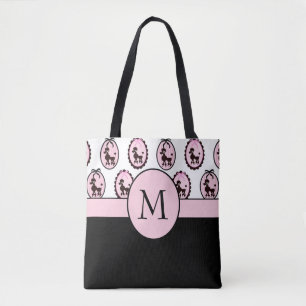 Pretty Poodle Parade Monogram Tote Bag