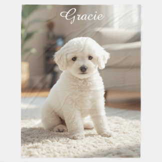 Pretty Poodle Personalised Fleece Blanket