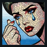 Pretty Pop art Comic Sad Woman with Tears<br><div class="desc">Comic book style pop art woman with tears in her eyes,  red lipstick fractured ai art.</div>