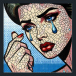 Pretty Pop art Comic Sad Woman with Tears<br><div class="desc">Comic book style pop art woman with tears in her eyes,  red lipstick fractured ai art.</div>