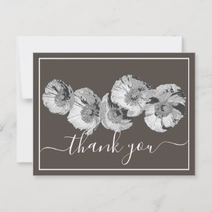 Pretty Poppies Brown Background Thank You Postcard