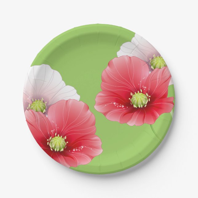 Pretty Poppies Floral Paper Plate (Front)