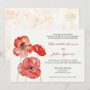 Pretty Poppies Modern floral wedding invites