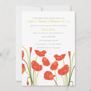 Pretty Poppies Vertical Invitation Card