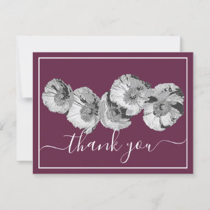 Pretty Poppies Wine Background Thank You Postcard