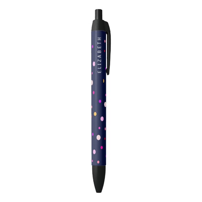 Pretty Poppin' Polka Dots Personalised Blue Ink Pen (Bottom (Vertical))