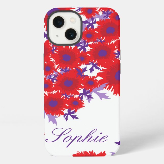 Pretty poppy botanic damask name  iPhone case (Back)