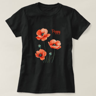 Pretty Poppy Flowers Personalized Women's T-Shirt