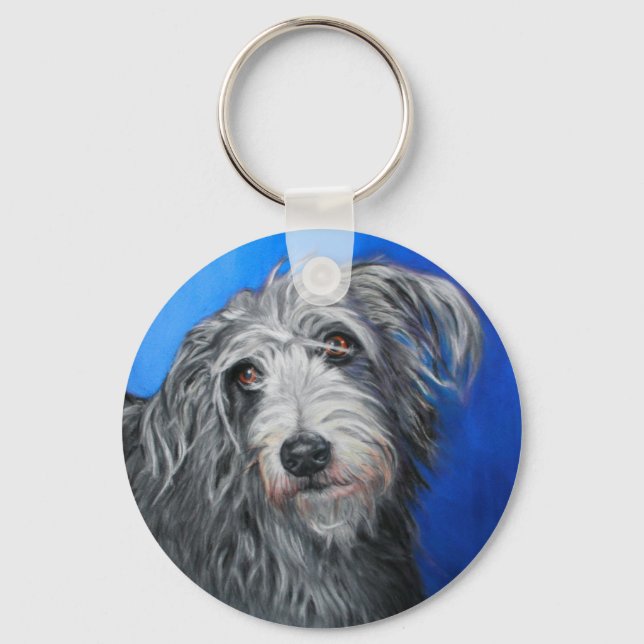 'Pretty Poppy' - Lurcher girl Key Ring (Front)