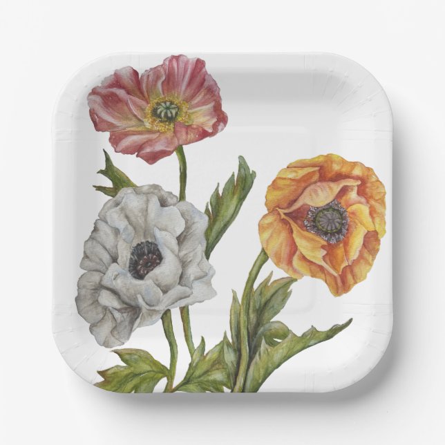 Pretty Poppy Paper Plates (Front)