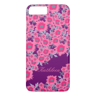 Pretty poppy pink purple damask iphone case