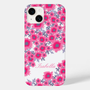 Pretty poppy pink whitedamask name iphone case