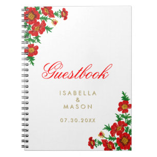 Pretty Poppy Red Flowers - Guestbook Notebook