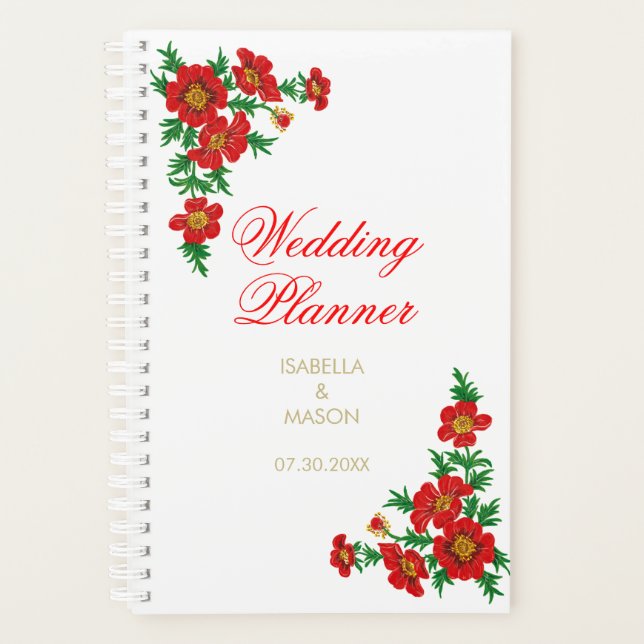 Pretty Poppy Red Flowers -Wedding  Planner (Front)