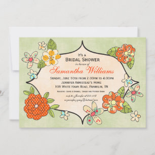Pretty Posies Bridal Shower Invitation - Tangerine