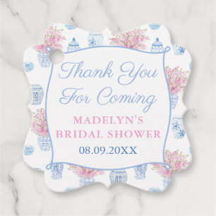Pretty & Preppy Pink Blue Ginger Jar Bridal Shower Favour Tags