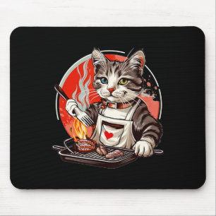 Pretty Presentation Of Bbq-loving Cat Outfit Mouse Mat