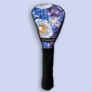 Pretty Pretty Blue Peony Personalised Golf Head Cover