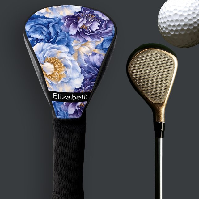 Pretty Pretty Blue Peony Personalized Golf Head Cover (Creator Uploaded)