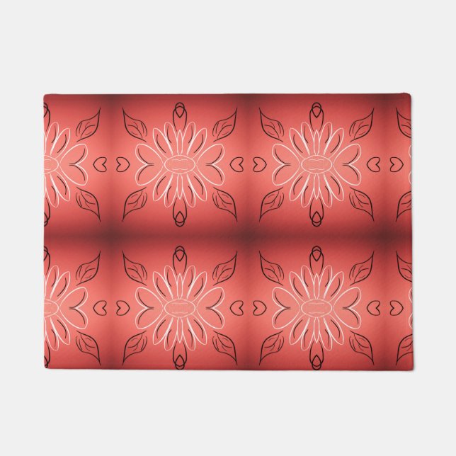 Pretty Pretty Coral Flowered Floor Mat (Front)