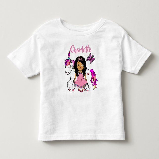 Pretty Princess and Unicorn Personalised Shirt (Front)