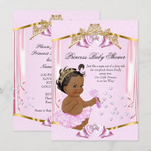 Pretty Princess Baby Shower Pink Gold Ethnic Invitation