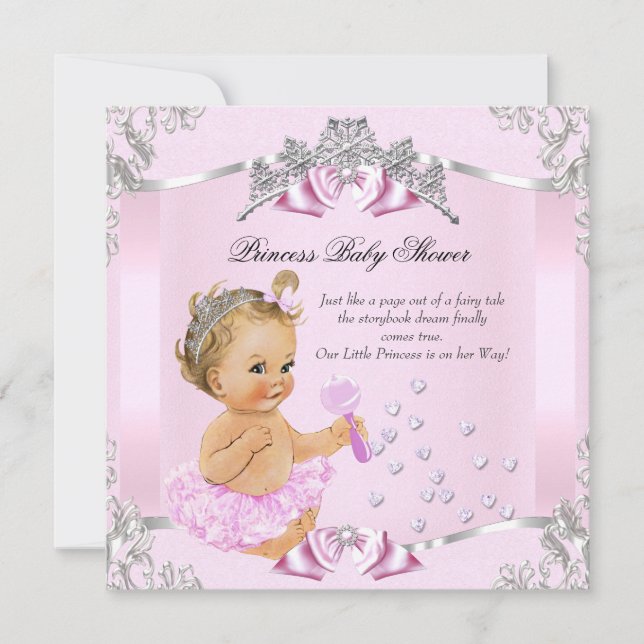 Pretty Princess Baby Shower Pink Tutu Blonde Invitation (Front)