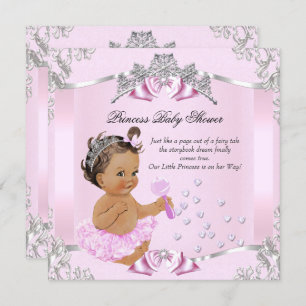 Pretty Princess Baby Shower Pink Tutu Brunette Invitation