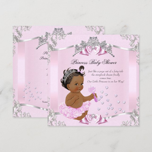 Pretty Princess Baby Shower Pink Tutu Ethnic Invitation (Front/Back)